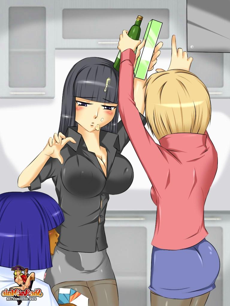 12P Chicas universitarias transexuales de anime se follan las grandes tetas y el culo de cada una en un trío