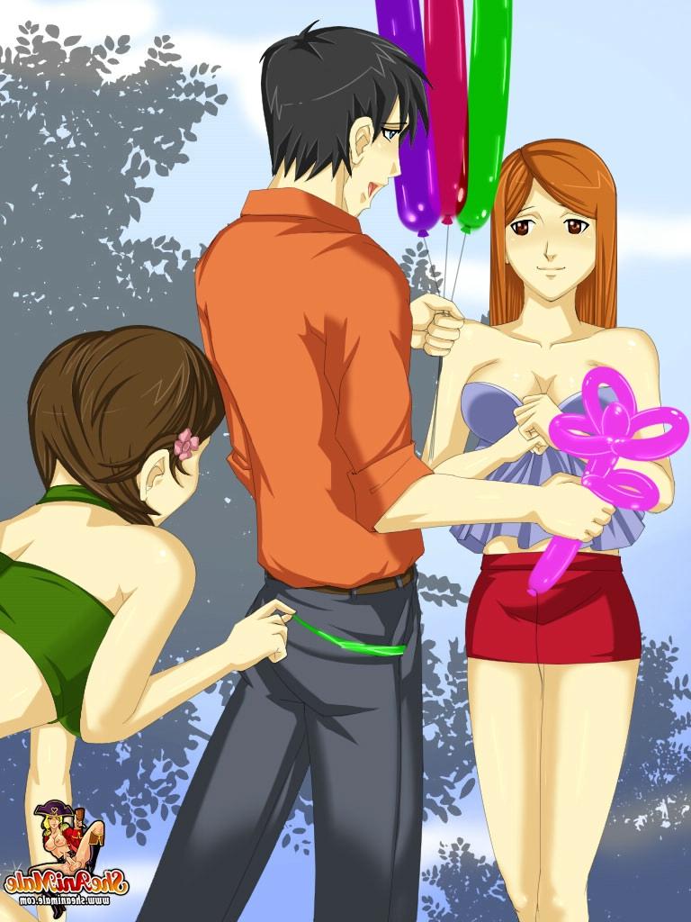 12P Artista de balões transexual engana um garanhão de anime, leva-o para casa e fode com ele
