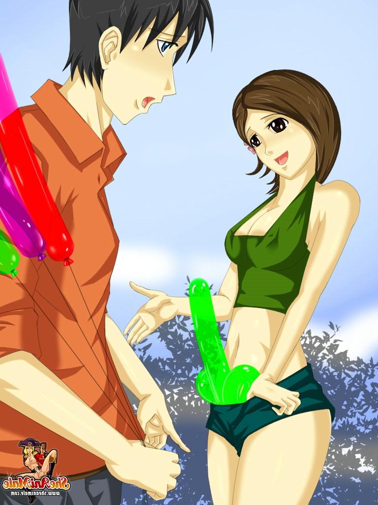 12P Artista de balões transexual engana um garanhão de anime, leva-o para casa e fode com ele