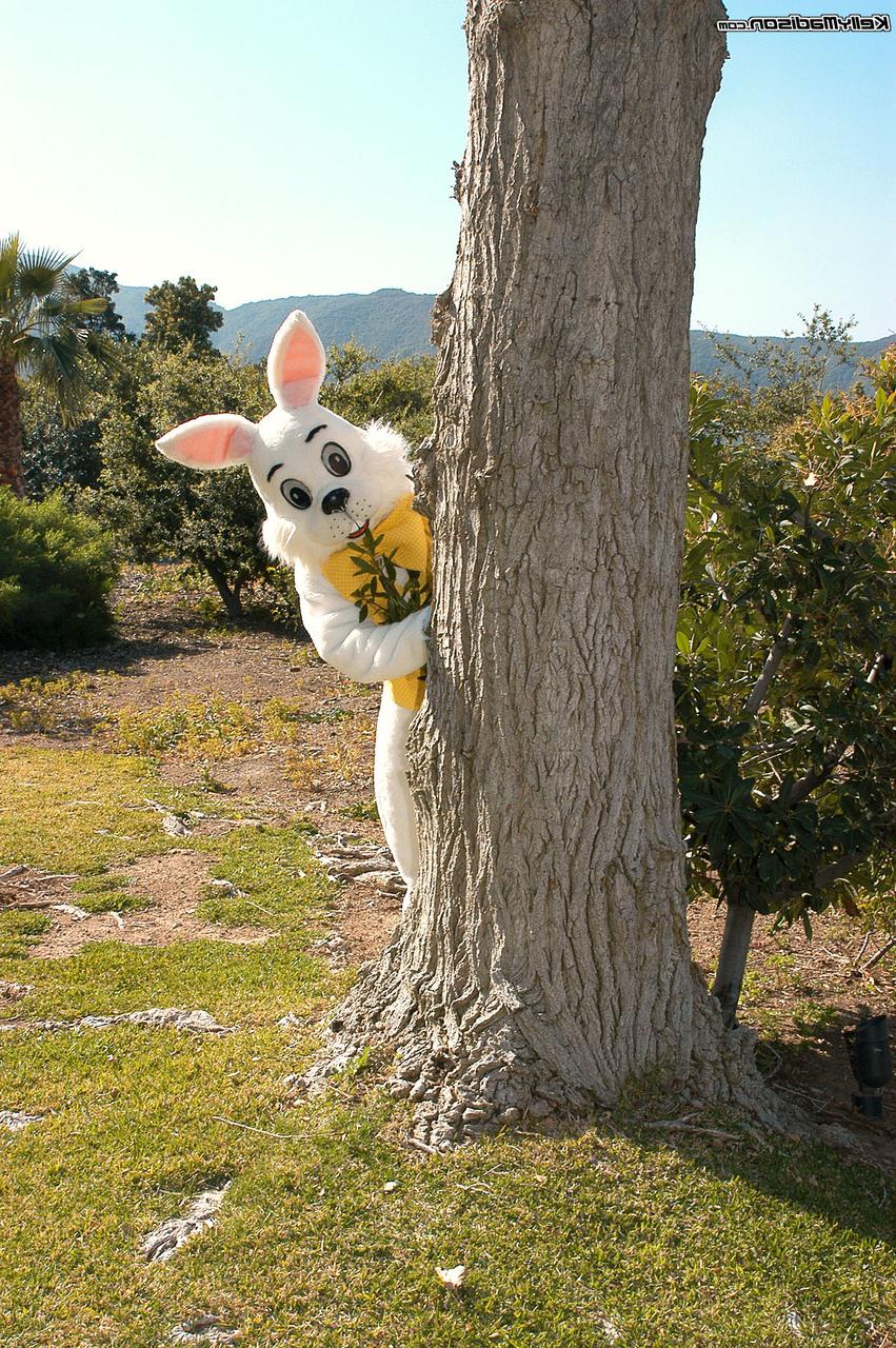 17P Busty MILF Kelly Madison hunts down the Easter bunny & sucks his big dick
