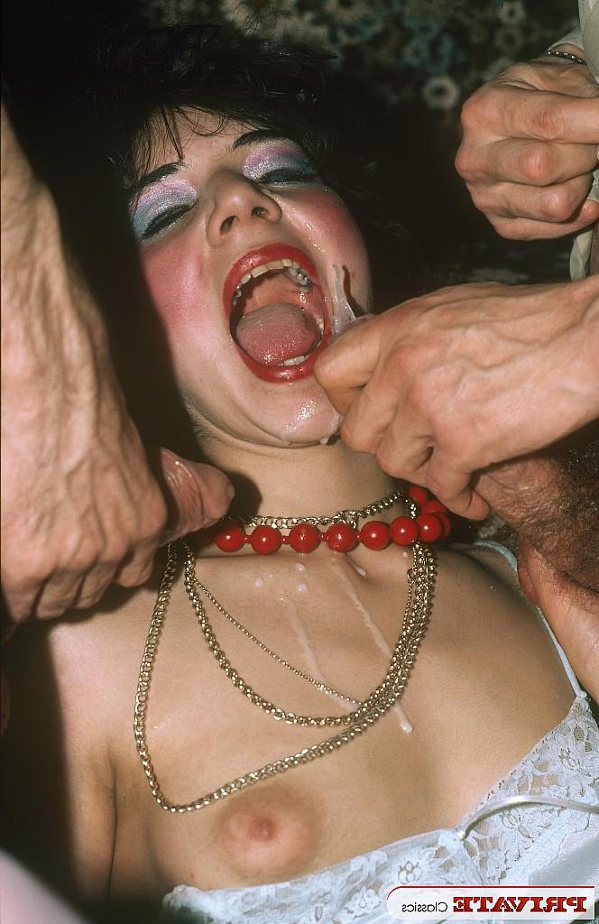 14P Barmaid from the seventies gets double fucked and swallows jizz too