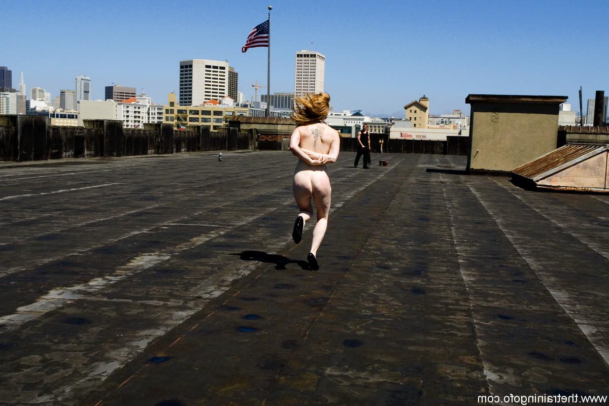 20P Submissive ginger Madison Young getting humiliated & face fucked in public