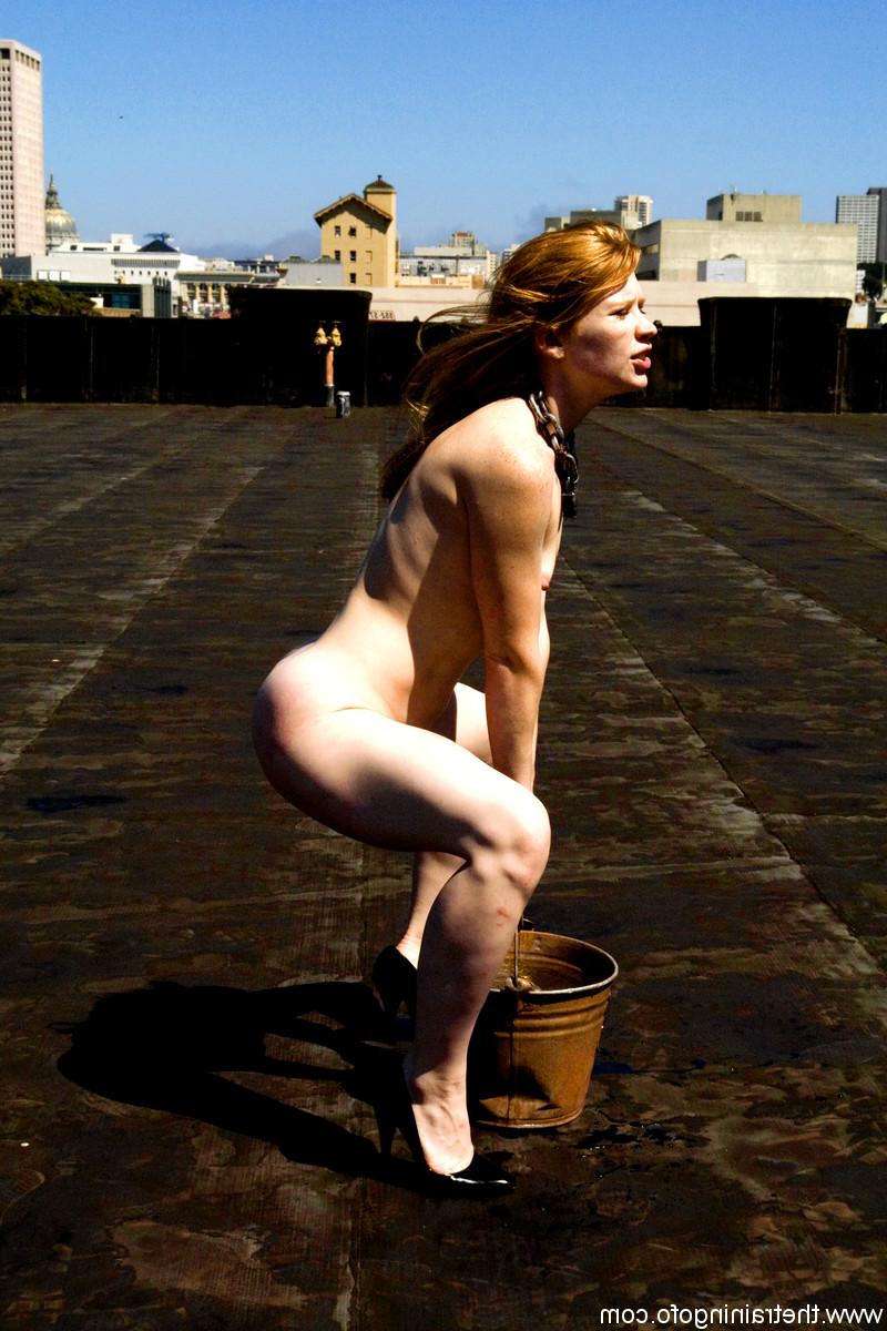 20P Submissive ginger Madison Young getting humiliated & face fucked in public
