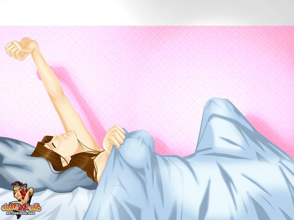 12P Eine vollbusige Anime-Shemale wichst sich morgens als Erstes den Schwanz