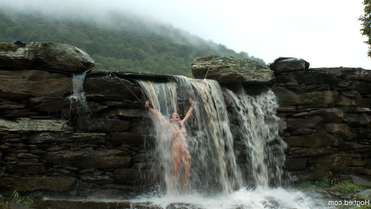 20P Bound sluts Cherry Torn & Iona Grace getting humiliated at the waterfalls