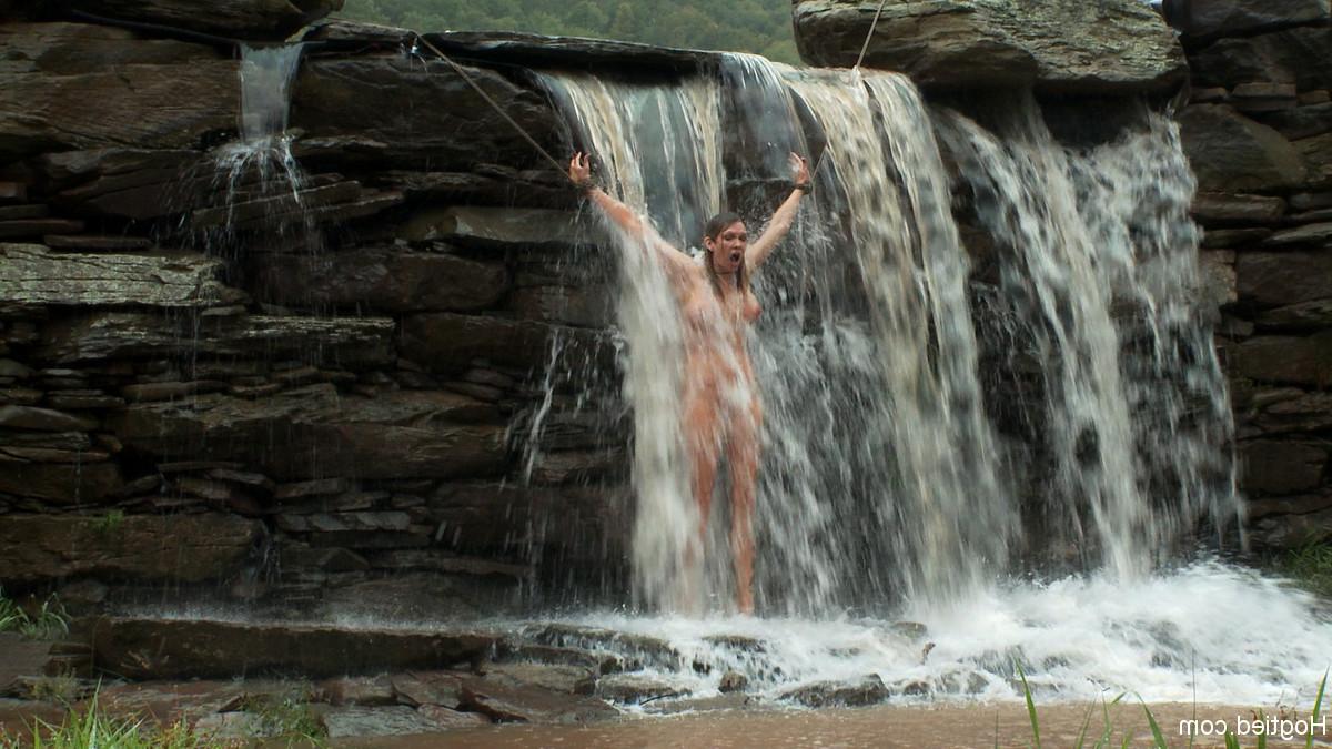 20P Bound sluts Cherry Torn & Iona Grace getting humiliated at the waterfalls