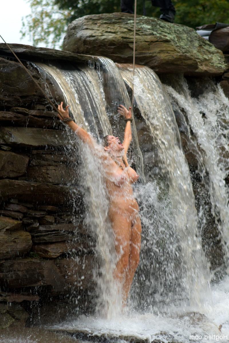 20P Bound sluts Cherry Torn & Iona Grace getting humiliated at the waterfalls
