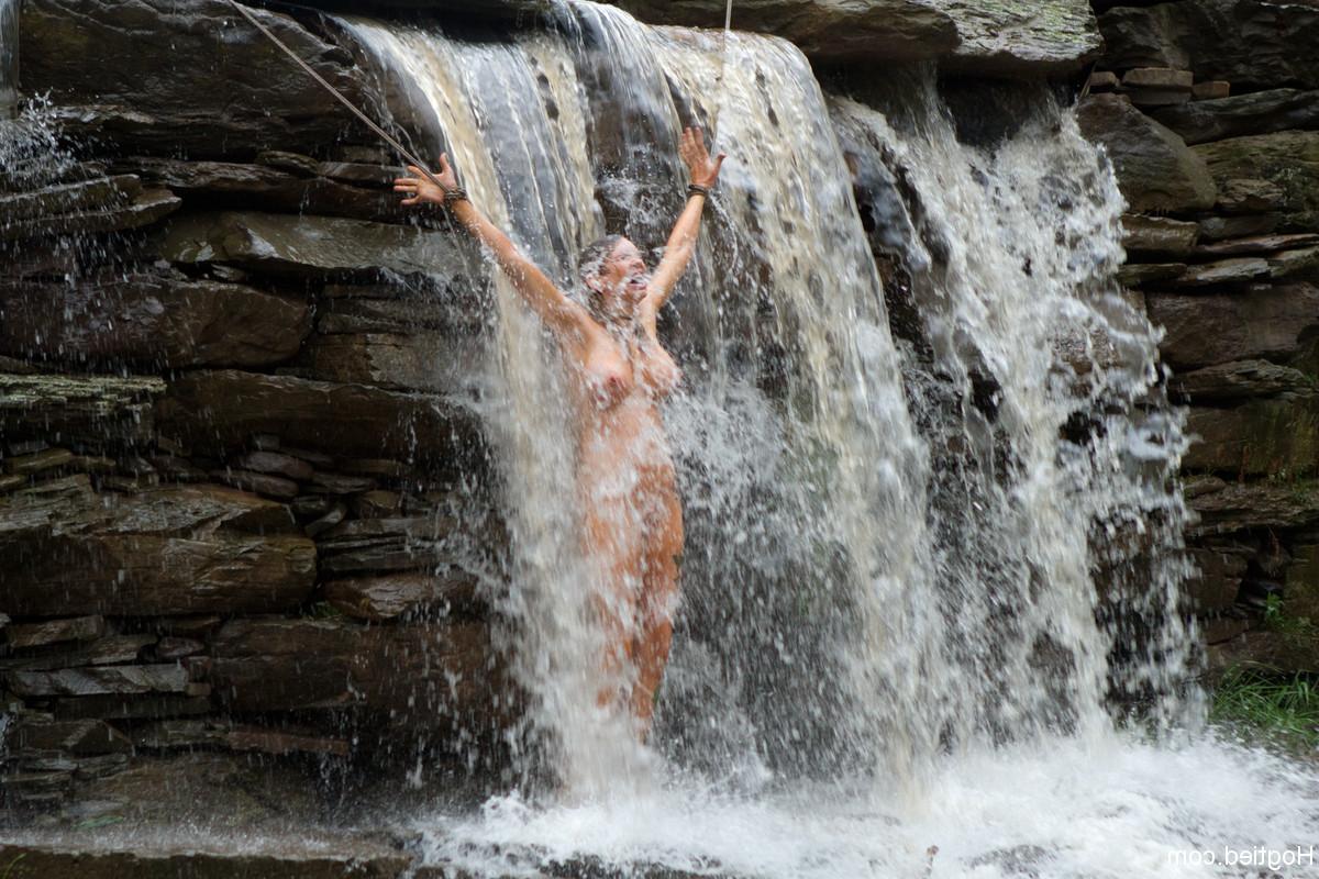 20P Bound sluts Cherry Torn & Iona Grace getting humiliated at the waterfalls