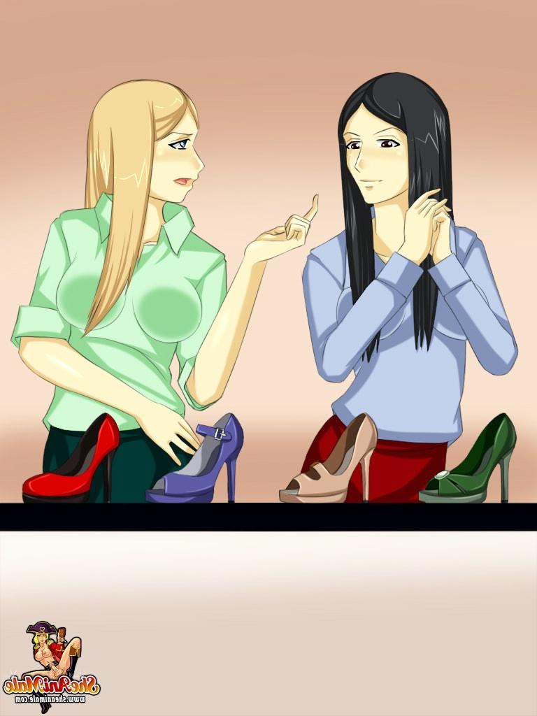 12P Gut bestückte Anime-Transen ficken einen jungen Schuhverkäufer und zwingen ihn, ihre Wichse zu essen