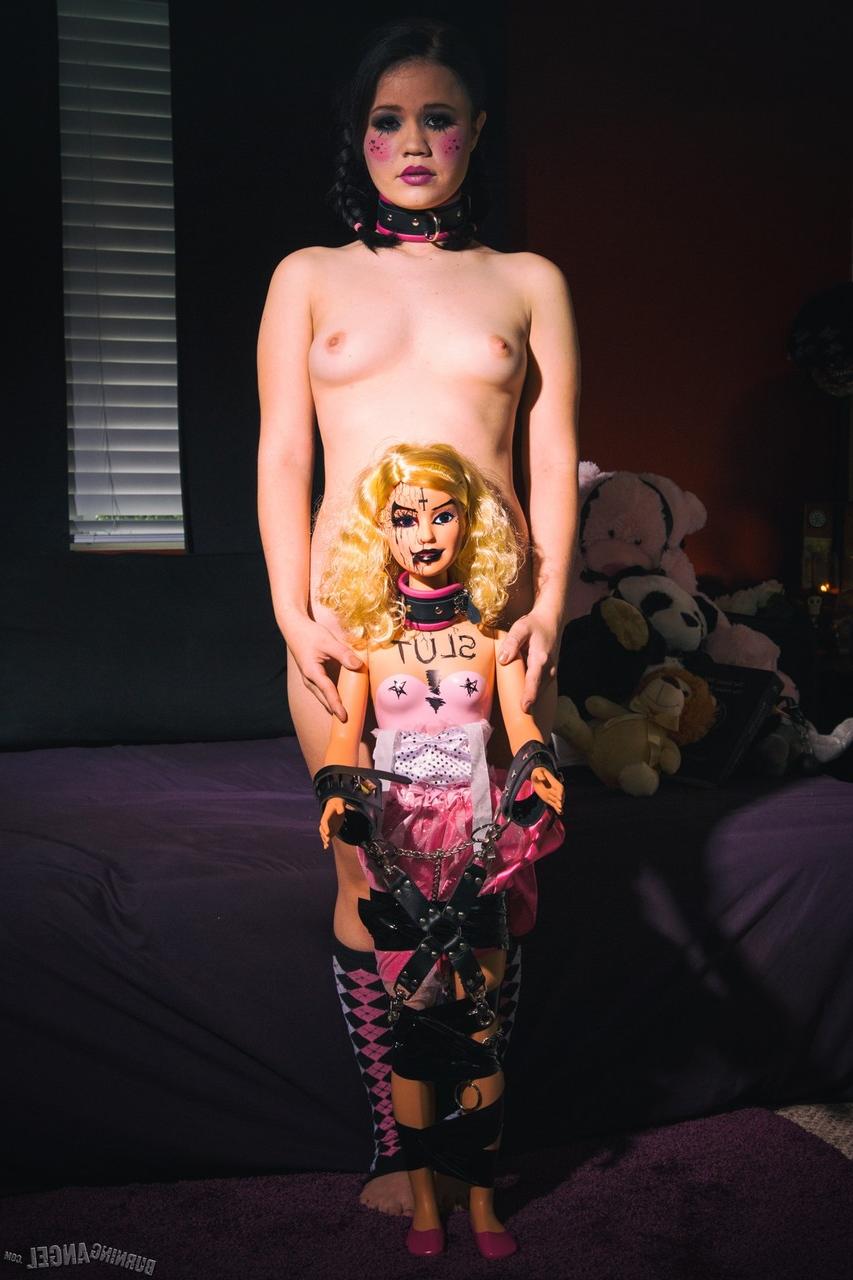 17P Nasty possessed goth posing naked and rubbing her cunt in creepy doll play