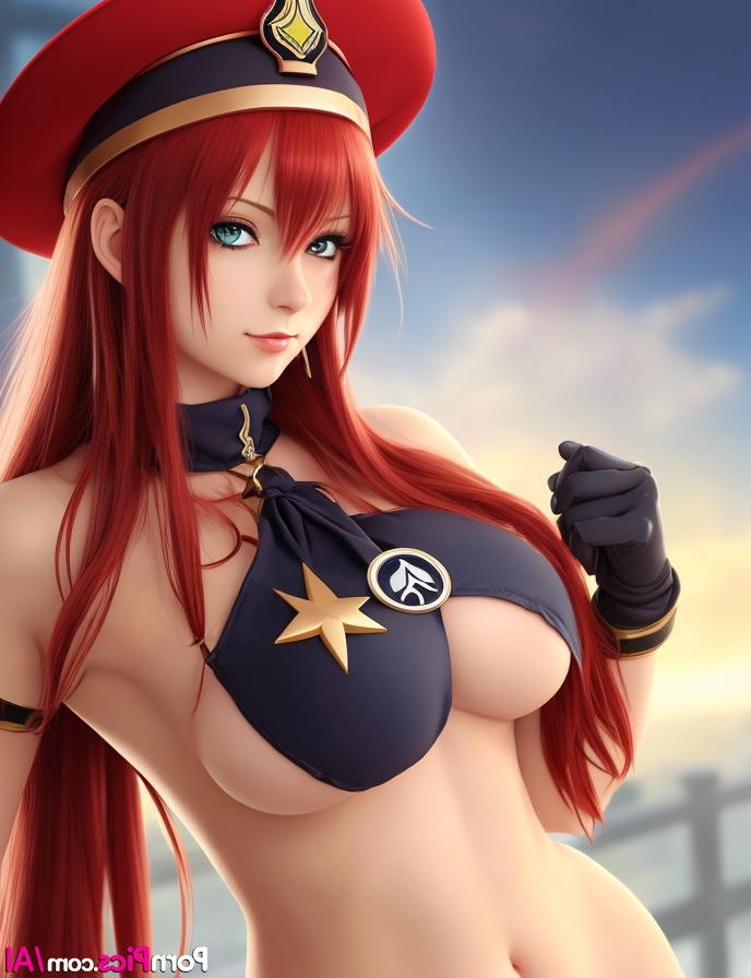11P La belleza pelirroja hentai Tanine posa con su disfraz atractivo y muestra sus grandes tetas