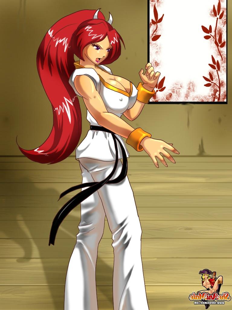 12P Big boobed anime travesti professor de karatê luta e fode com um garanhão loiro