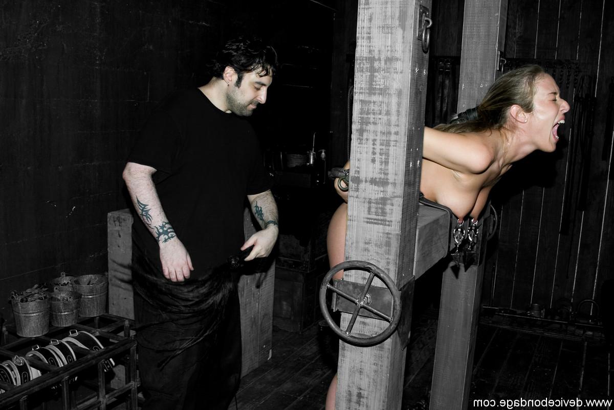 20P Pretty MILF Jade Marxxx gets toyed while bound to a wooden BDSM construction