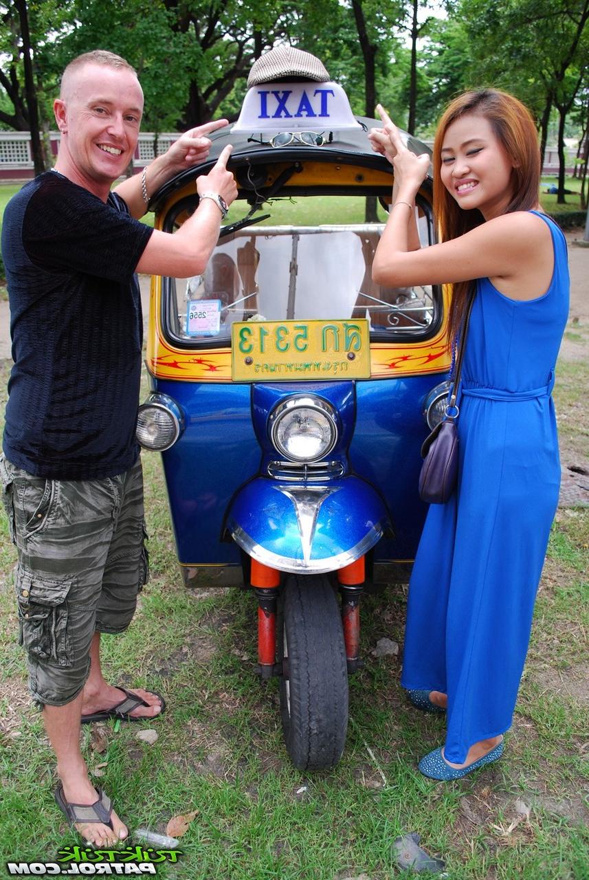 17P Beautiful Thai girl Mon flirting with a cute male tourist in public