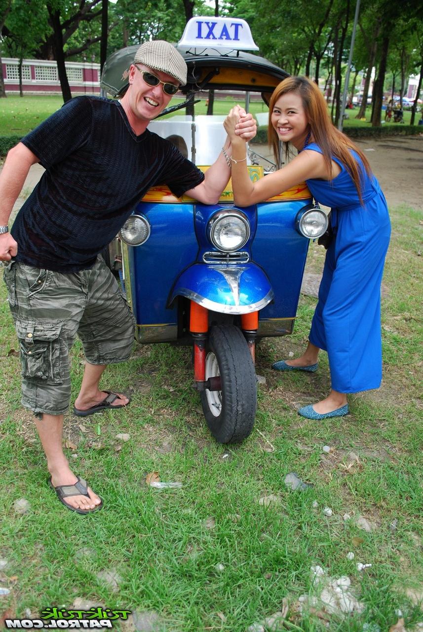 17P Beautiful Thai girl Mon flirting with a cute male tourist in public