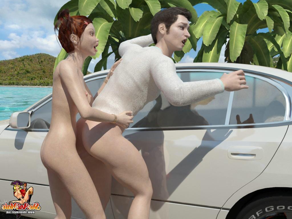 20P Une transexuelle de dessin animé a un accident et s'excuse pour le sexe anal sur la route