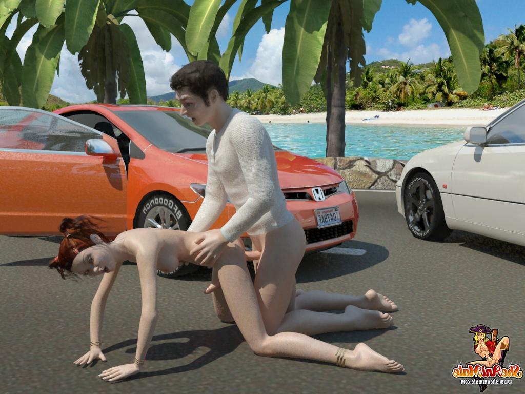 20P Une transexuelle de dessin animé a un accident et s'excuse pour le sexe anal sur la route