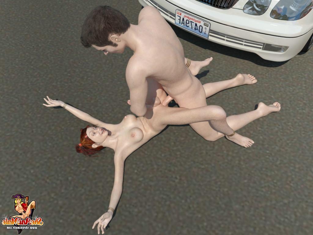 20P Une transexuelle de dessin animé a un accident et s'excuse pour le sexe anal sur la route
