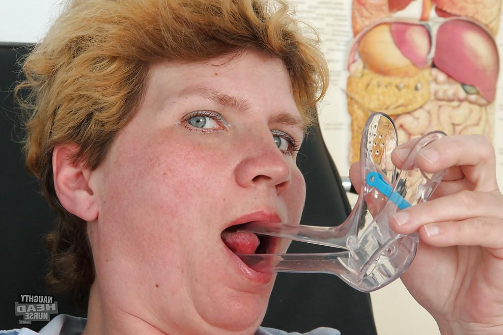 16P Chubby mature nurse with massive flabby jugs toying her cunt
