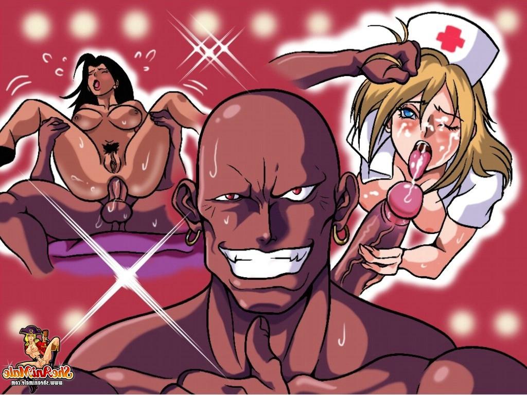12P Stacked anime shemales enjoying a wild interracial anal 3some with a hung dude