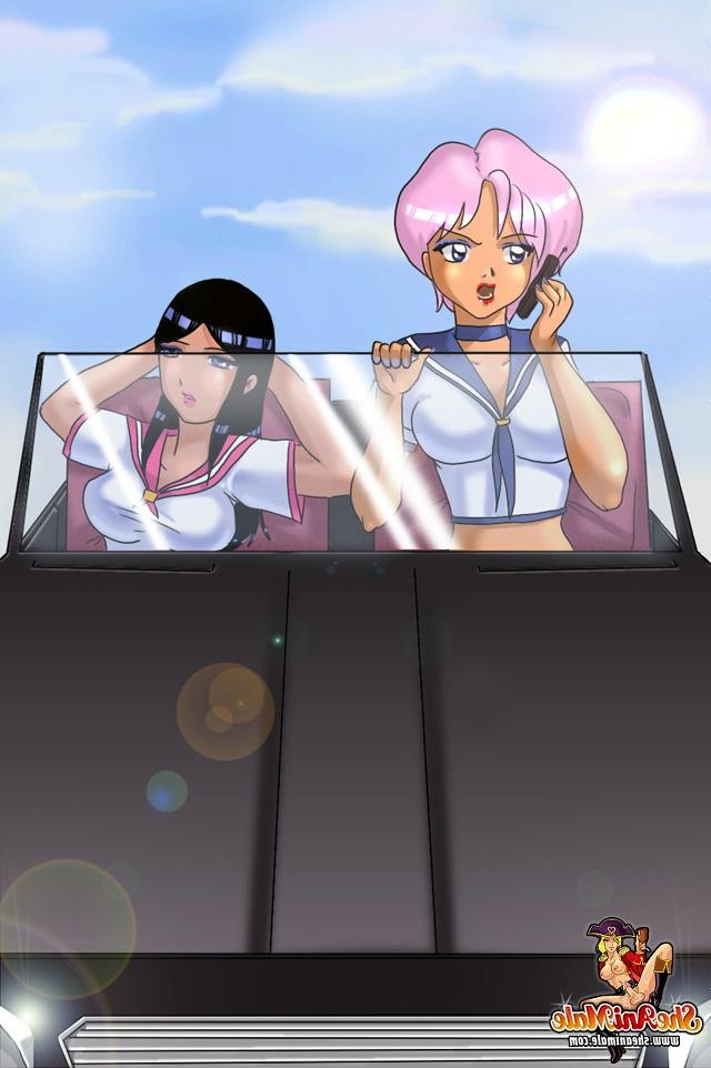 12P Zwei süße Hentai-Transen ficken einen schwarzen Mechaniker, der ihnen bei der Reparatur ihres Autos geholfen hat