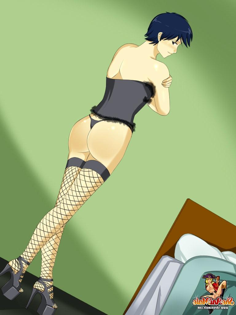 12P Animated trannies in fishnets strip and stuff each other's buttholes