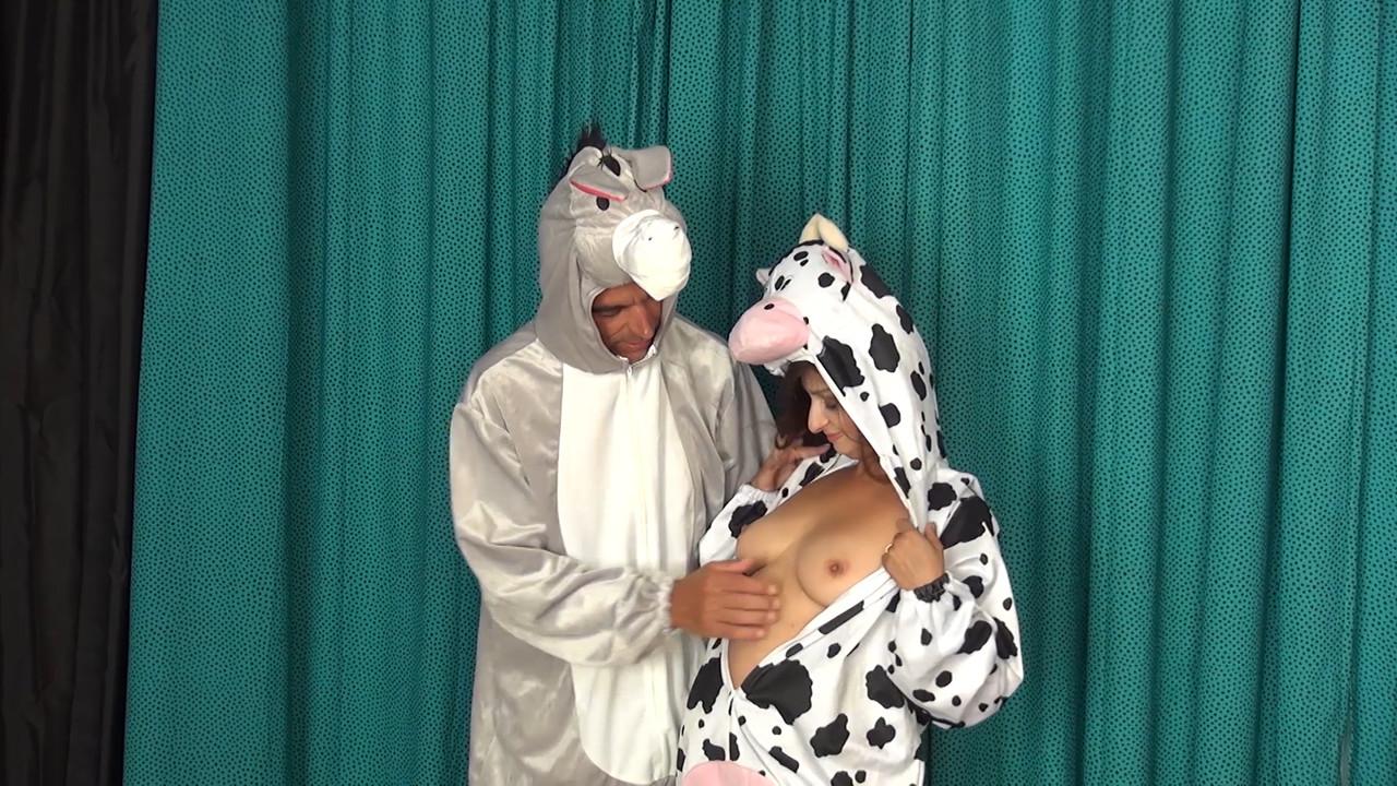 17P Hungry European MILFs in cute panda outfits getting banged by a donkey