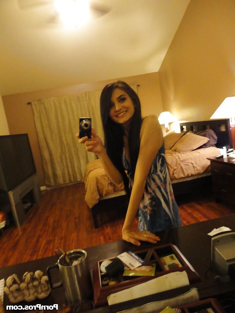 16P Naughty chick Zoey Kush snapping nude selfies in her bedroom mirror