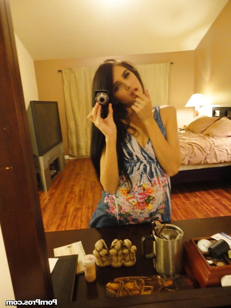 16P Naughty chick Zoey Kush snapping nude selfies in her bedroom mirror