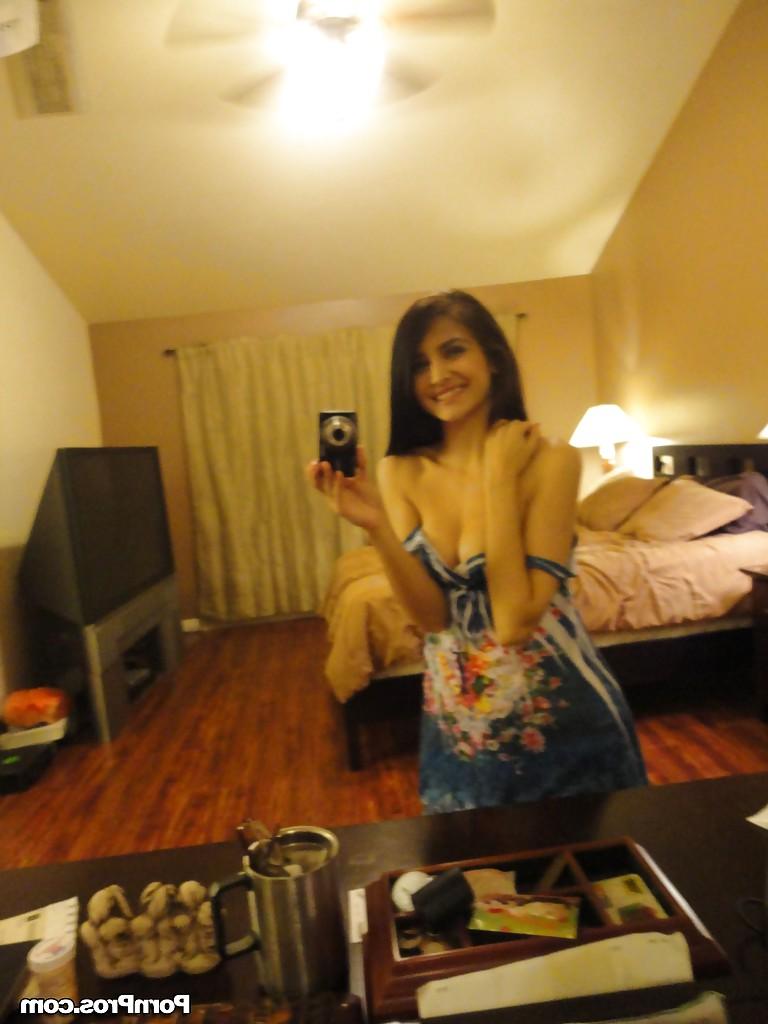 16P Naughty chick Zoey Kush snapping nude selfies in her bedroom mirror
