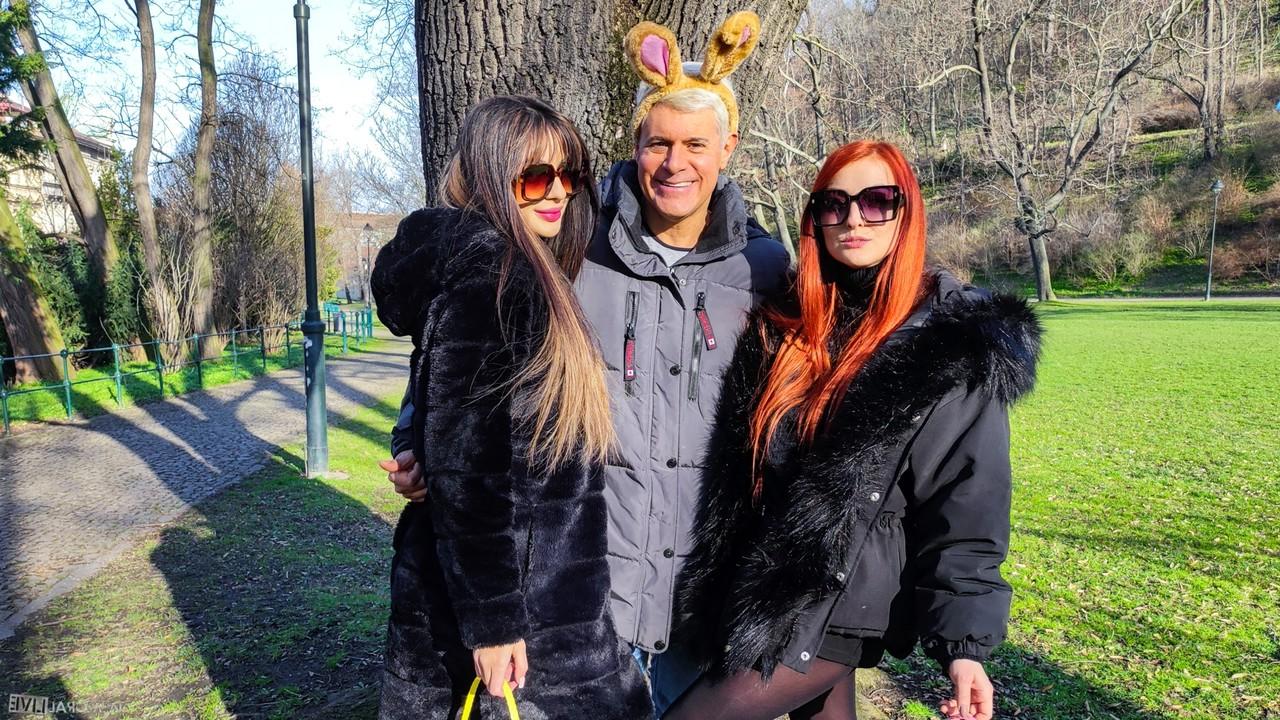 15P Mia Trejsi and Katy Rose hunt for Easter eggs before group sex