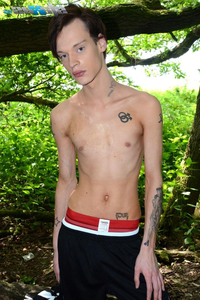 20P Twinks gays magros Simon De Lany e Skye Romeo se transam em um parque