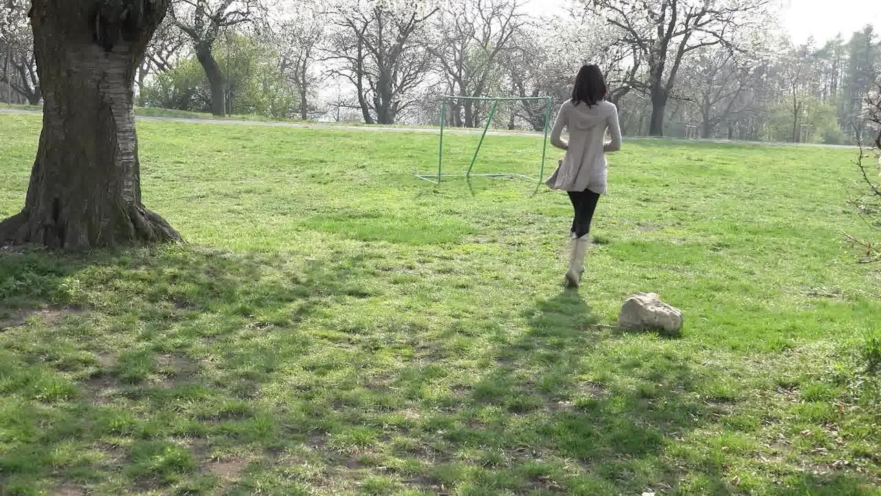 15P Eveline Neill takes a badly needed piss on a picnic table at a park
