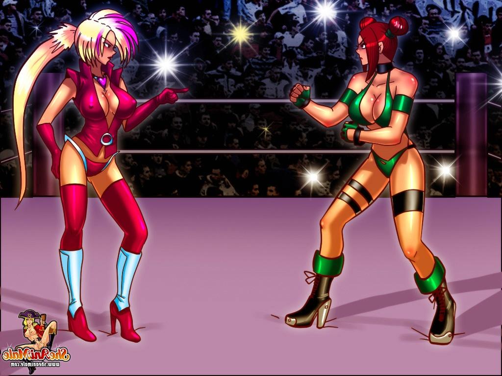 12P Lutadores travestis animados batem nos idiotas uns dos outros em um ringue de boxe