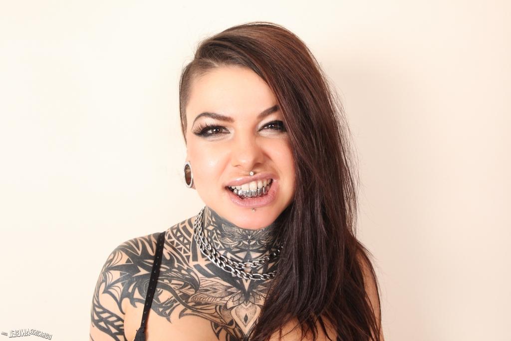 12P Tattooed alt model spreads her legs wearing black hookers socks and heels