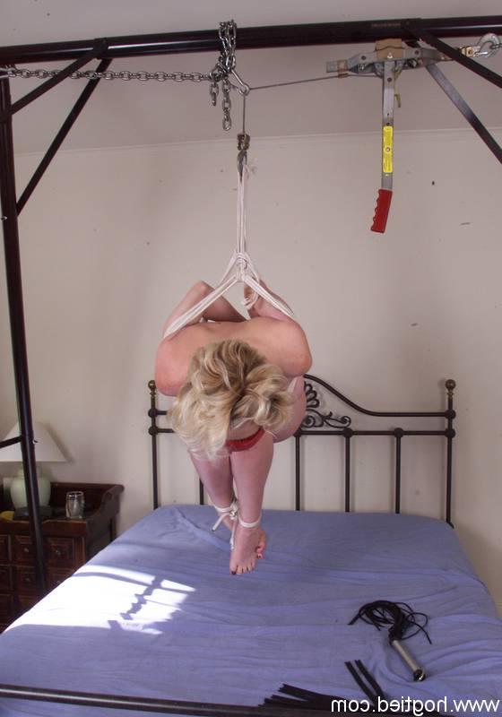 20P Blonde MILF Charisma Lords gets her big booty slapped while bound