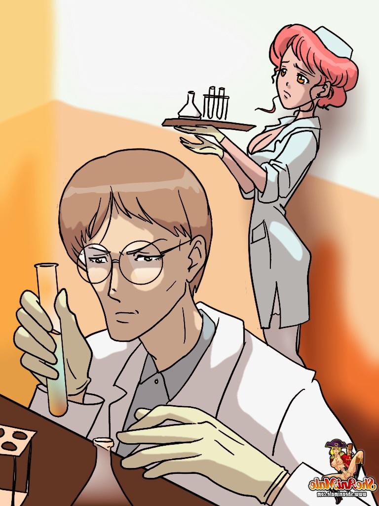 12P 漫画の科学者がピンクの髪のニューハーフのアシスタントにお尻を破壊される