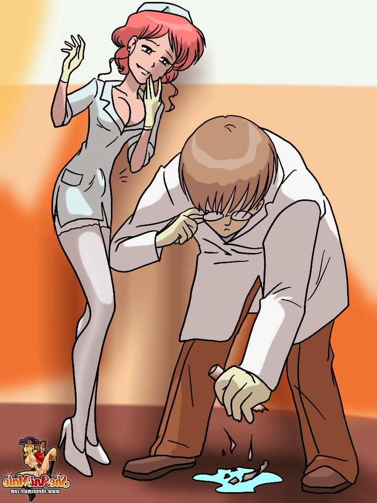 12P 漫画の科学者がピンクの髪のニューハーフのアシスタントにお尻を破壊される