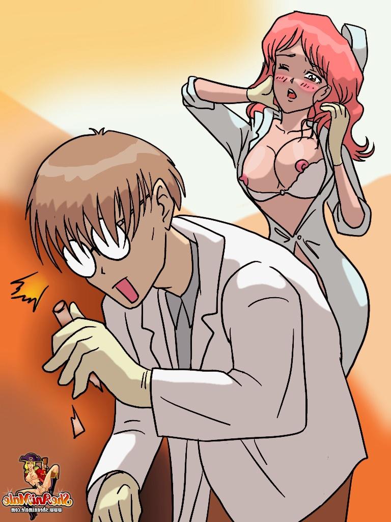 12P 漫画の科学者がピンクの髪のニューハーフのアシスタントにお尻を破壊される