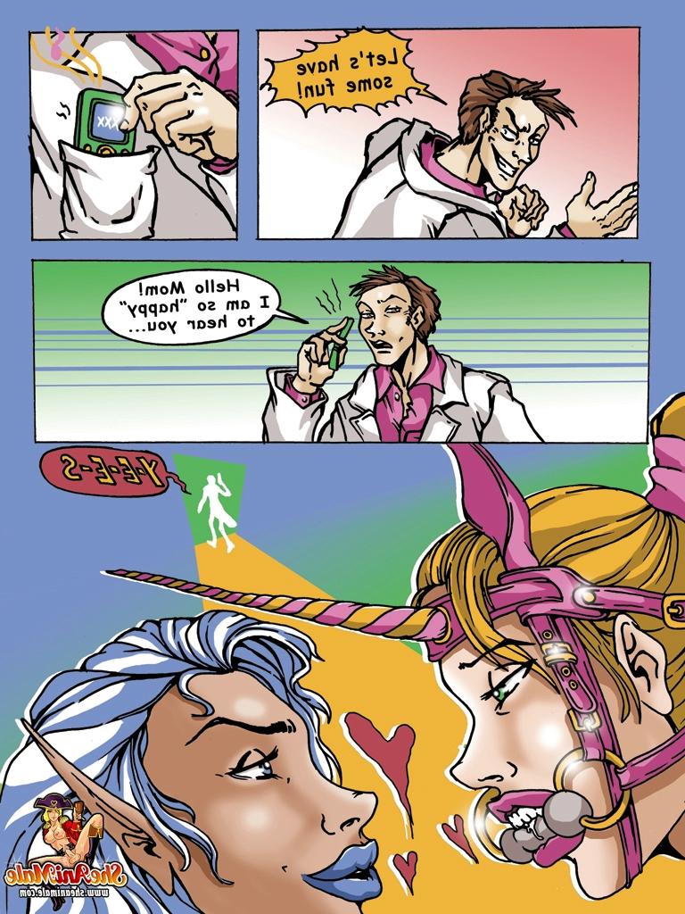 12P Cartoon-Shemale mit Pferdeschwanz nimmt einen steifen Schwanz in ihr enges Arschloch
