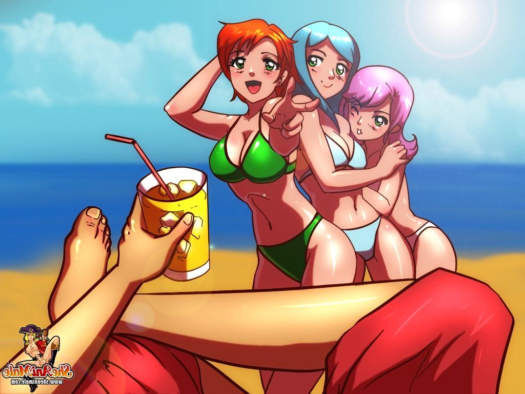 12P Travestis de anime peitudas tendo seus paus grandes masturbados por um garanhão