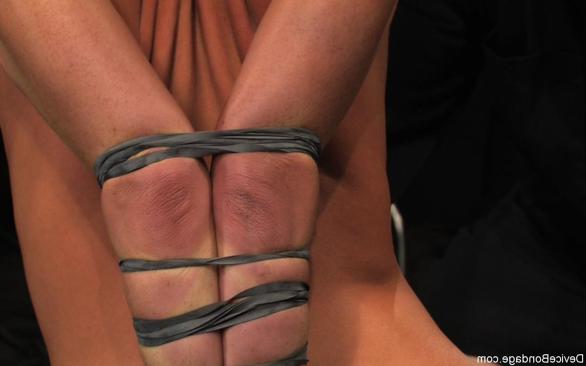 20P Naughty Annie Cruz gets tied up with rope on the floor of a BDSM dungeon