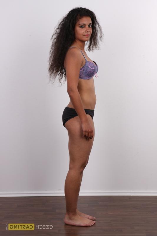 20P First timer with long hair strips totally naked before a vaginal close up