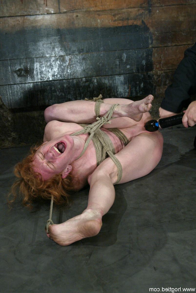 17P Ugly redhead Sye Rena it tied up with rope and brought to her first orgasm
