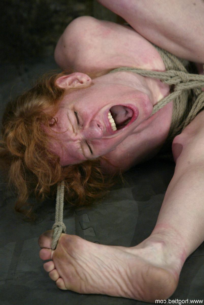 17P Ugly redhead Sye Rena it tied up with rope and brought to her first orgasm