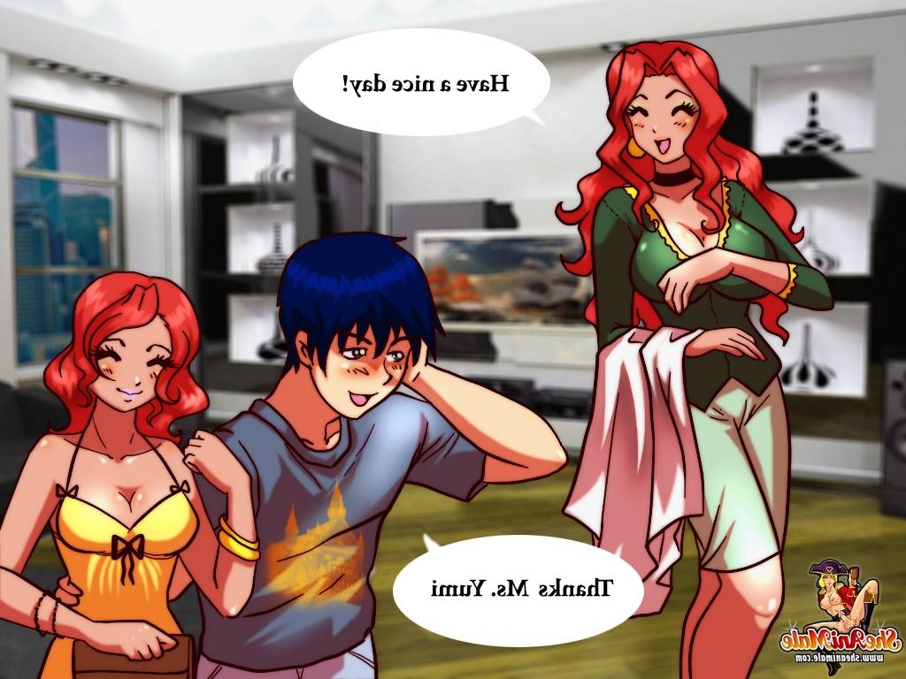 12P Blue-haired anime jock gets ass fucked by his girlfriend's shemale mom
