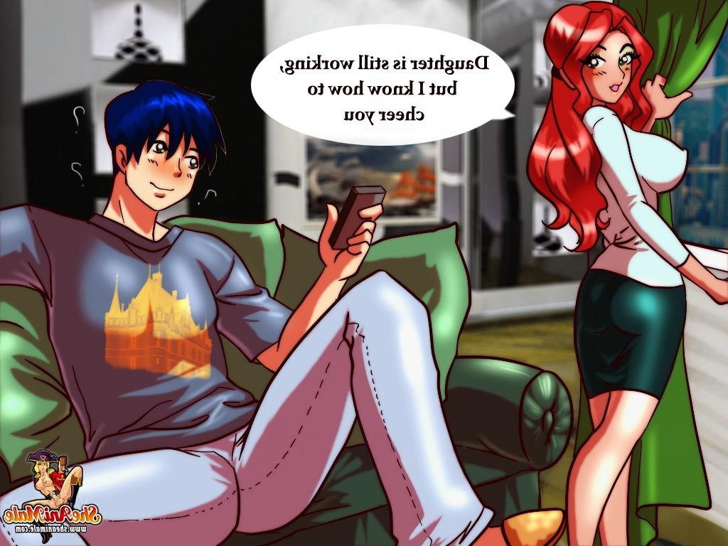 12P Blue-haired anime jock gets ass fucked by his girlfriend's shemale mom