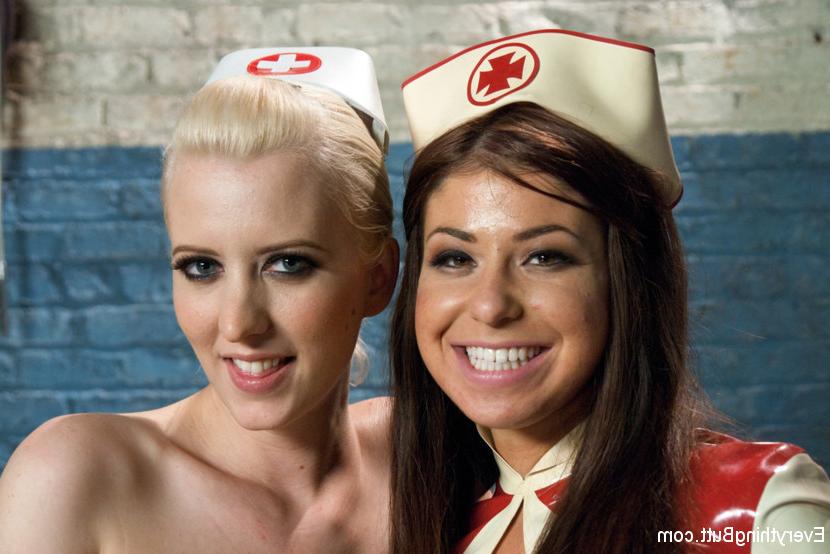 15P Lesbian nurses partake in filthy anal games while wearing latex uniforms