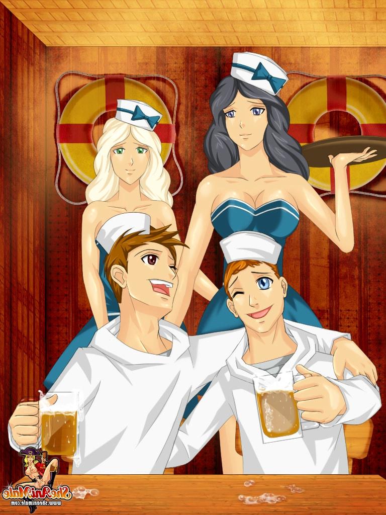 12P Animated trannies seduce horny sailors and enjoy a hardcore foursome