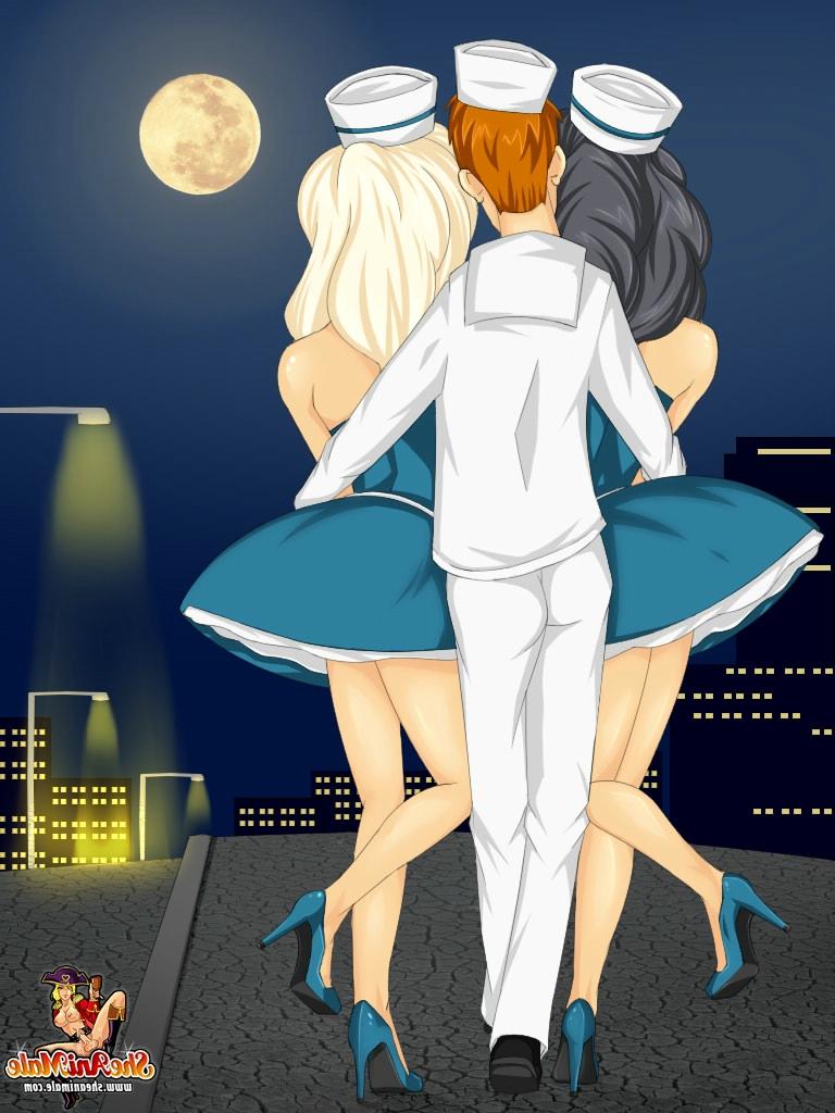 12P Animated trannies seduce horny sailors and enjoy a hardcore foursome